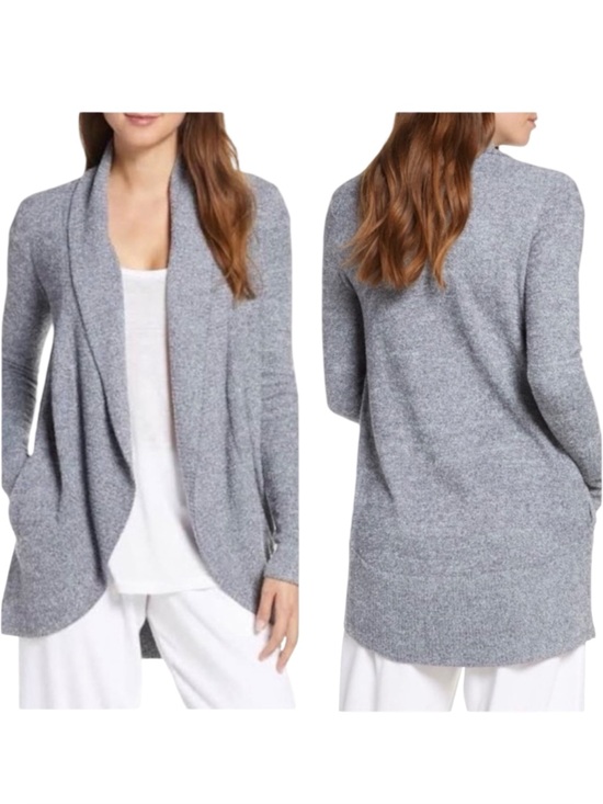 Barefoot Dreams Sweaters - BAREFOOT DREAMS Cozychic Lite Knit Circle Cardigan Gray Open Front Size Medium
